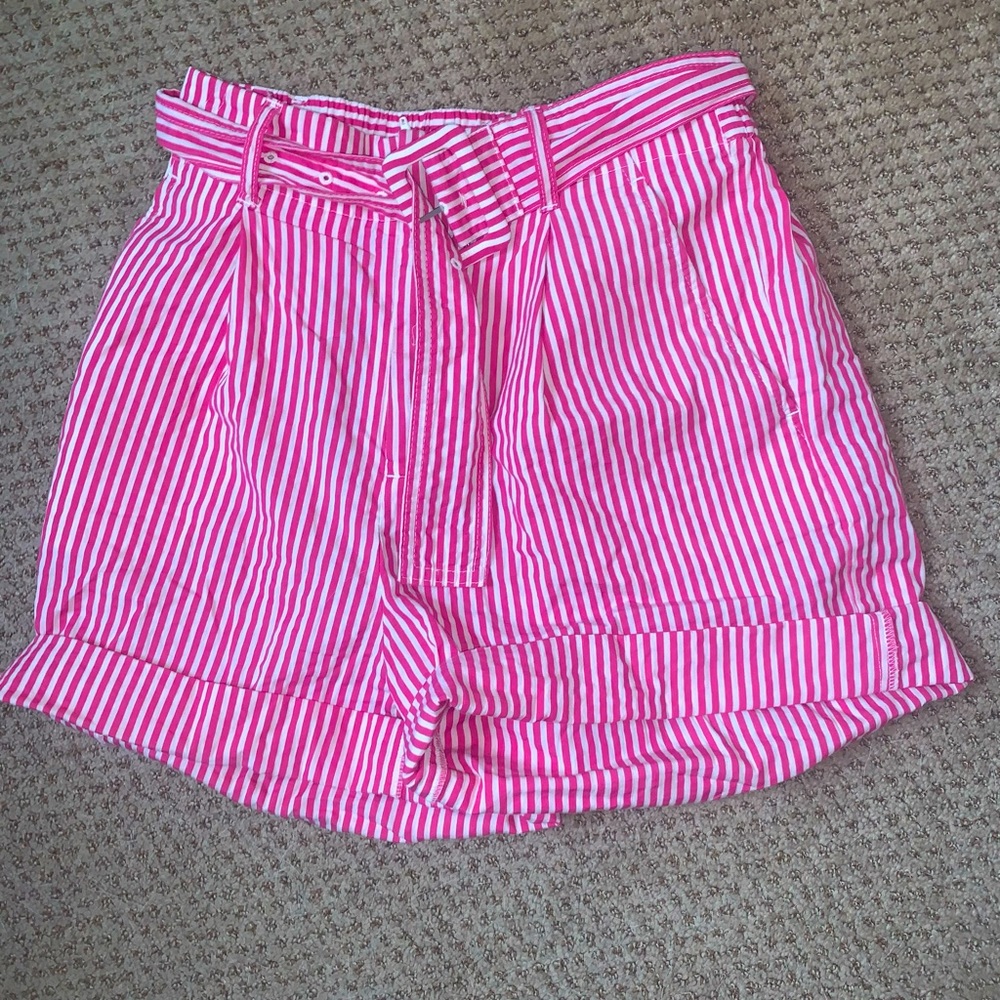 Pink and White striped shorts